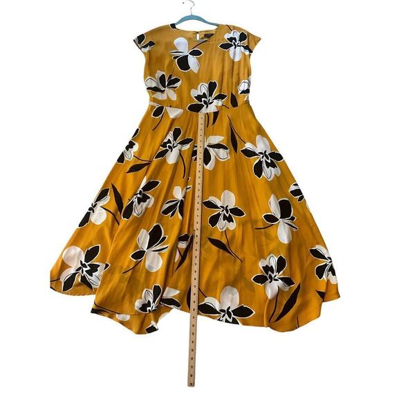 Who What Wear Dress Cap Sleeve Asymmetric Hem Midi Yellow Womens Large NWT - Picture 9 of 9